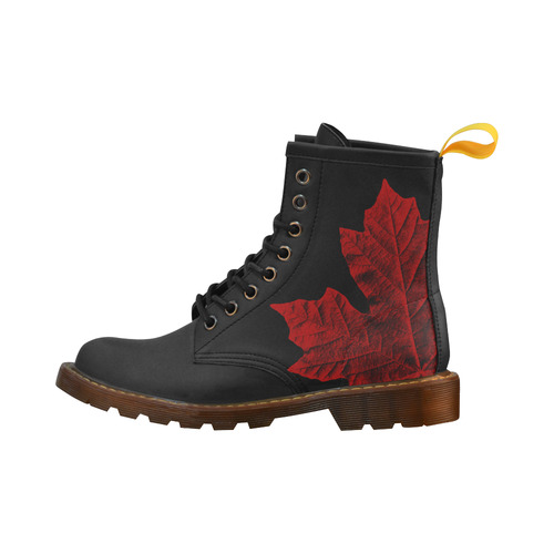 Canada Maple Leaf Boots - Women's Black High Grade PU Leather Martin Boots For Women Model 402H