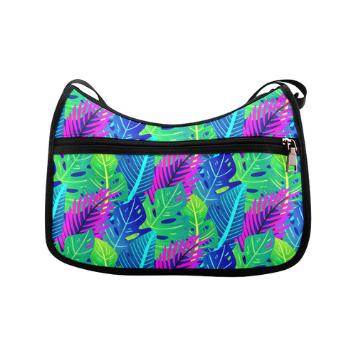 Green Blue Pink Tropical Leaves Pattern Crossbody Bags (Model 1616)