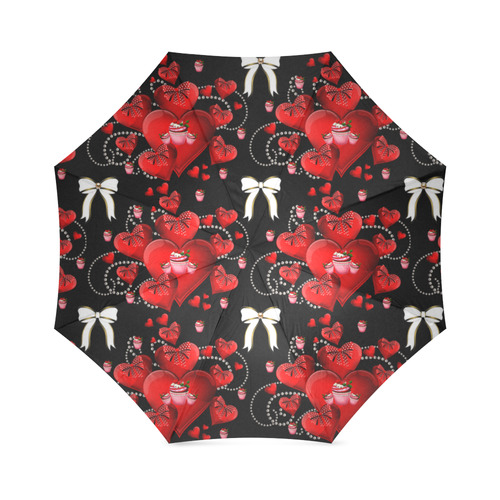 Rockabilly bows and hearts Foldable Umbrella (Model U01)