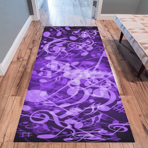 Purple Glow Music Notes Area Rug 9'6''x3'3''