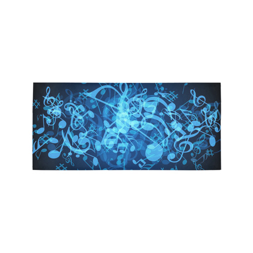 Blue Glow Music Notes Area Rug 7'x3'3''