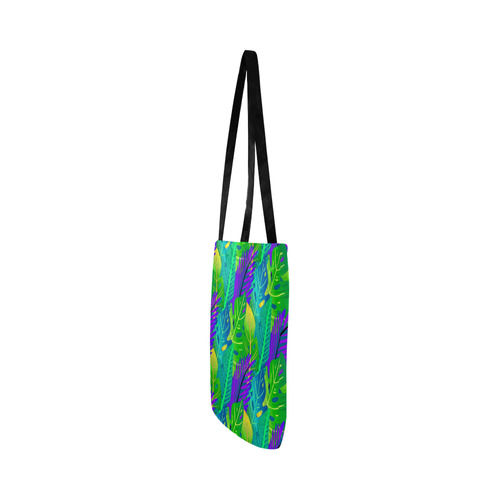 Indigo Green Orange Tropical Leaves Floral Reusable Shopping Bag Model 1660 (Two sides)