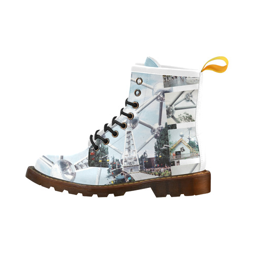 Vintage Brussels Atomium Collage High Grade PU Leather Martin Boots For Women Model 402H