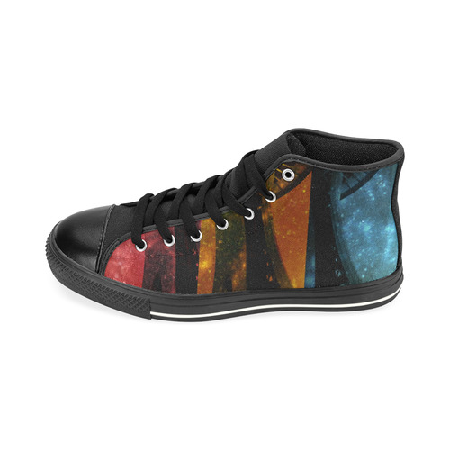 Seattle Space Needle Three Stripes High Top Canvas Women's Shoes/Large Size (Model 017)