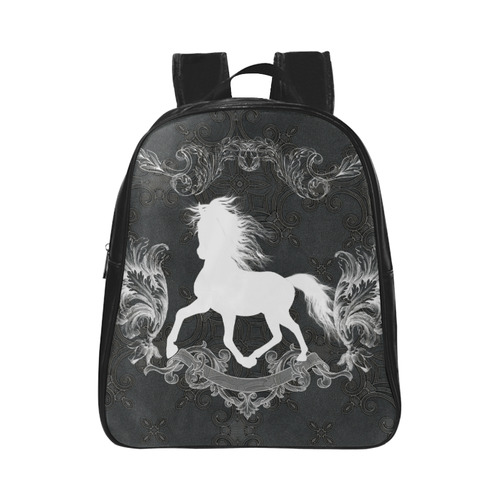 Horse, black and white School Backpack (Model 1601)(Small)
