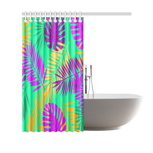 Hot Colors Tropical Leaves Floral Shower Curtain 69"x70"