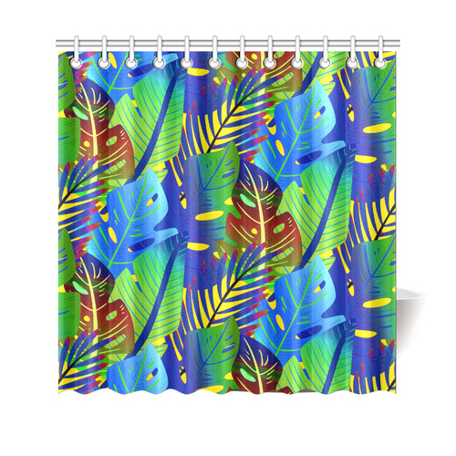 Blue Green Tropical Floral Sunset Shower Curtain 69"x70"