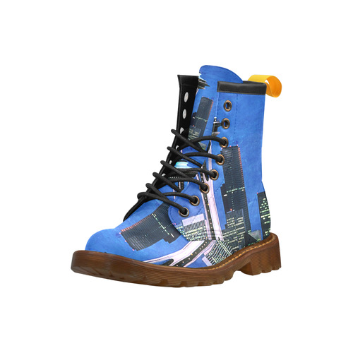 Seattle Space Needle Watercolor High Grade PU Leather Martin Boots For Women Model 402H