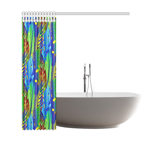 Blue Green Tropical Floral Sunset Shower Curtain 69"x70"
