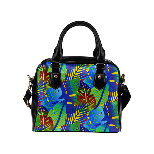 Blue Green Tropical Floral Sunset Shoulder Handbag (Model 1634)