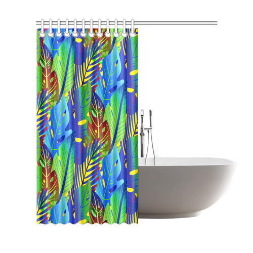 Blue Green Tropical Floral Sunset Shower Curtain 69"x72"