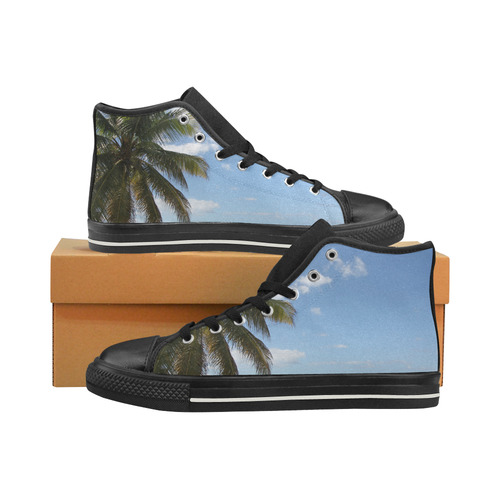 Isla Saona Caribbean Paradise Beach High Top Canvas Women's Shoes/Large Size (Model 017)