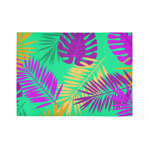 Hot Colors Tropical Leaves Floral Area Rug7'x5'