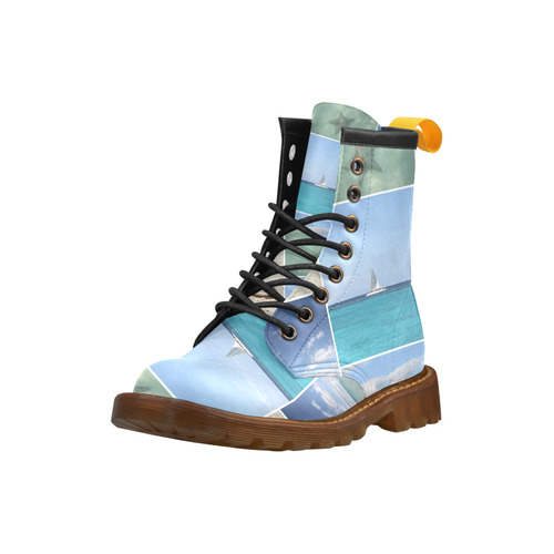 Isla Saona Caribbean Photo Collage High Grade PU Leather Martin Boots For Women Model 402H