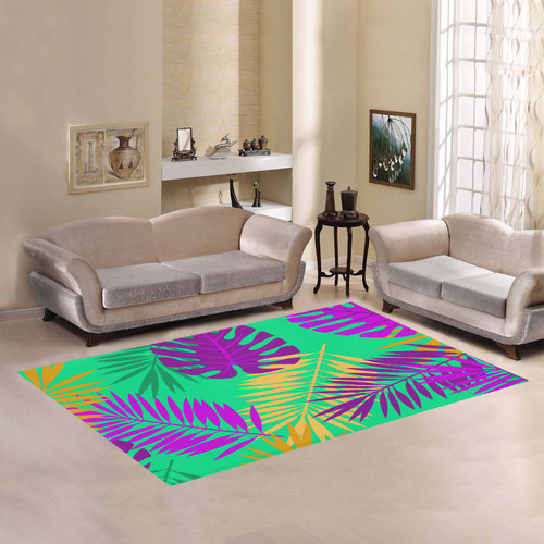 Hot Colors Tropical Leaves Floral Area Rug7'x5'