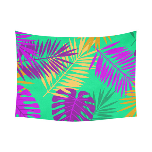 Hot Colors Tropical Leaves Floral Cotton Linen Wall Tapestry 80"x 60"