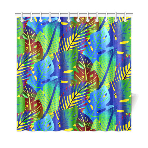 Blue Green Tropical Floral Sunset Shower Curtain 72"x72"