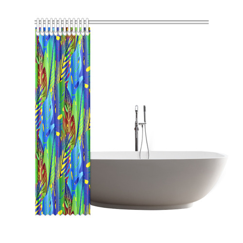 Blue Green Tropical Floral Sunset Shower Curtain 69"x72"