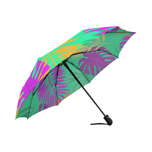 Hot Colors Tropical Leaves Floral Auto-Foldable Umbrella (Model U04)
