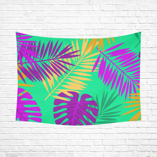 Hot Colors Tropical Leaves Floral Cotton Linen Wall Tapestry 80"x 60"