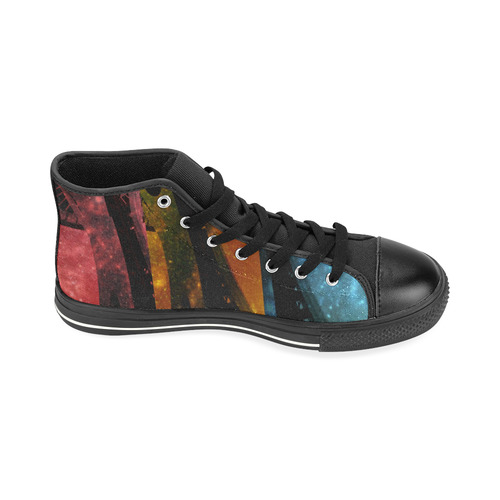 Seattle Space Needle Three Stripes High Top Canvas Women's Shoes/Large Size (Model 017)