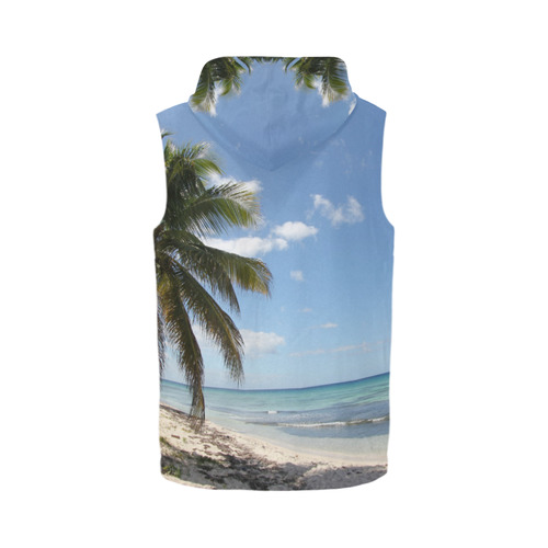 Isla Saona Caribbean Paradise Beach All Over Print Sleeveless Zip Up Hoodie for Men (Model H16)