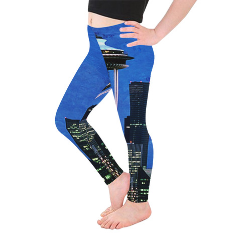 Seattle Space Needle Watercolor Kid's Ankle Length Leggings (Model L06)