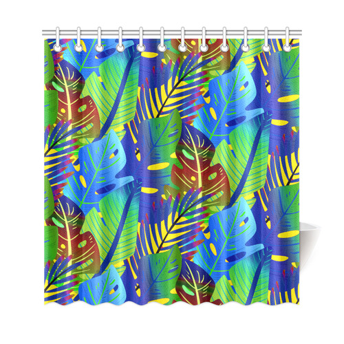 Blue Green Tropical Floral Sunset Shower Curtain 69"x72"