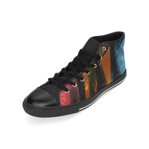 Seattle Space Needle Three Stripes High Top Canvas Women's Shoes/Large Size (Model 017)