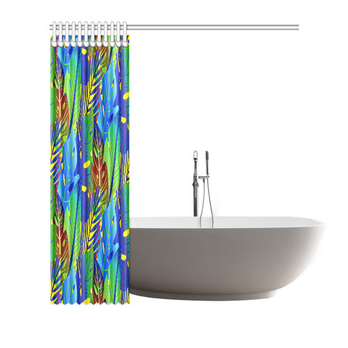 Blue Green Tropical Floral Sunset Shower Curtain 72"x72"