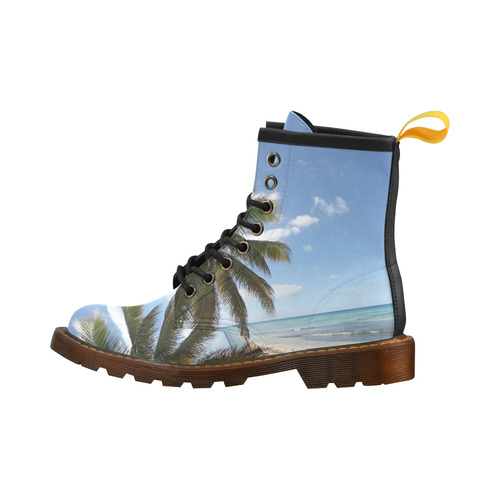 Isla Saona Caribbean Paradise Beach High Grade PU Leather Martin Boots For Women Model 402H