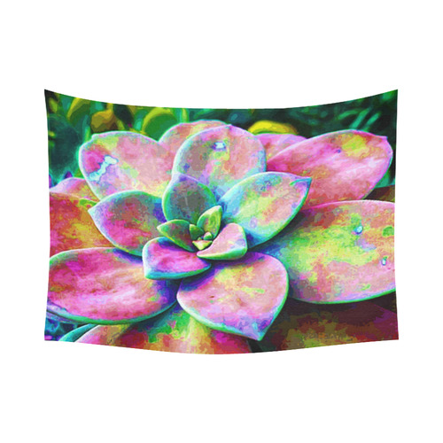 Succulents Carnaval Floral Cactus Cotton Linen Wall Tapestry 80"x 60"