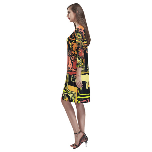 modern abstract 47C by JamColors Rhea Loose Round Neck Dress(Model D22)