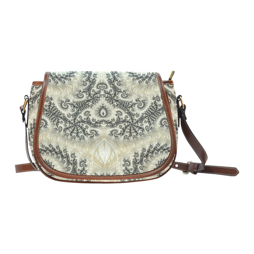 Frax Fractal Beige Black Saddle Bag/Large (Model 1649)