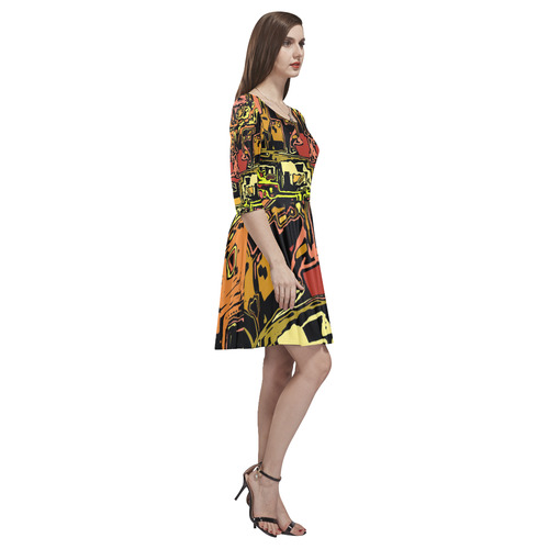 modern abstract 47C by JamColors Tethys Half-Sleeve Skater Dress(Model D20)