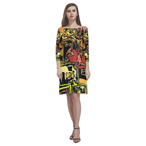 modern abstract 47C by JamColors Rhea Loose Round Neck Dress(Model D22)