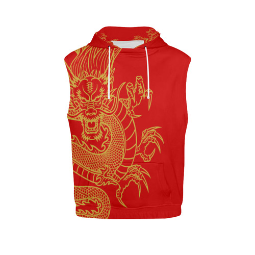 Golden Chinese Dragon All Over Print Sleeveless Hoodie for Men (Model H15)