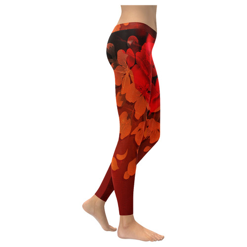 cherry blossom Women's Low Rise Leggings (Invisible Stitch) (Model L05)