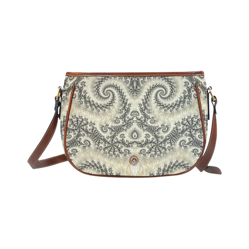 Frax Fractal Beige Black Saddle Bag/Large (Model 1649)