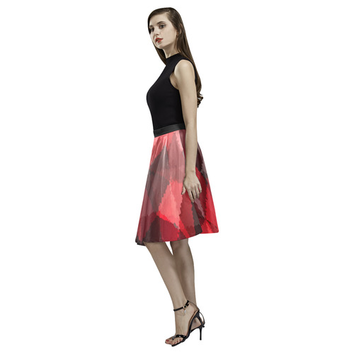Abstract pattern Melete Pleated Midi Skirt (Model D15)