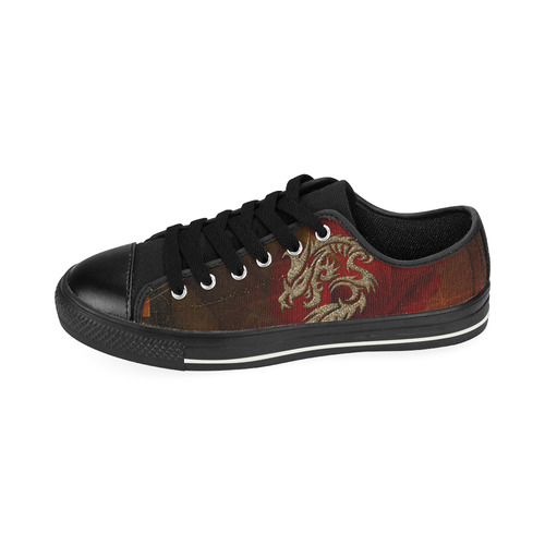 Dragon, tribal design Canvas Women's Shoes/Large Size (Model 018)