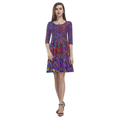 modern abstract 45A by JamColors Tethys Half-Sleeve Skater Dress(Model D20)