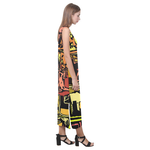 modern abstract 47C by JamColors Phaedra Sleeveless Open Fork Long Dress (Model D08)