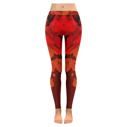 cherry blossom Women's Low Rise Leggings (Invisible Stitch) (Model L05)