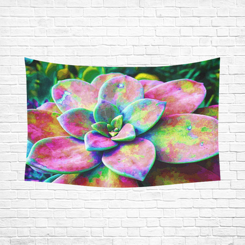 Succulents Carnaval Floral Cactus Cotton Linen Wall Tapestry 90"x 60"