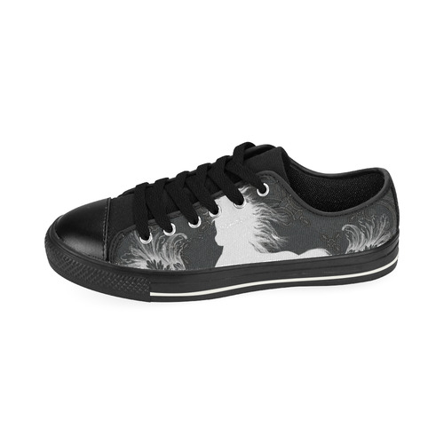 Horse, black and white Canvas Women's Shoes/Large Size (Model 018)