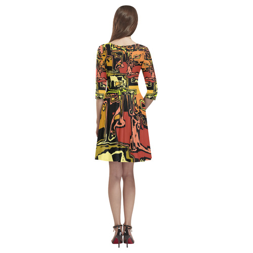 modern abstract 47C by JamColors Tethys Half-Sleeve Skater Dress(Model D20)