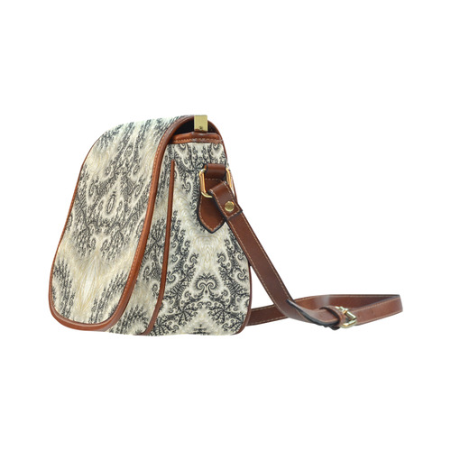 Frax Fractal Beige Black Saddle Bag/Large (Model 1649)