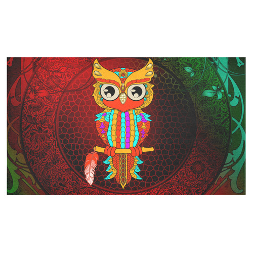 Cute owl, mandala design Cotton Linen Tablecloth 60"x 104"