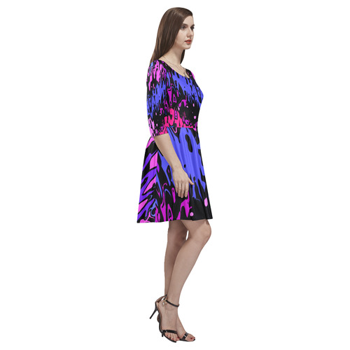 modern abstract 46B by JamColors Tethys Half-Sleeve Skater Dress(Model D20)